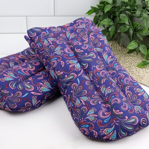 Heat Therapy Hand Warming Mitts. Microwaveable Flax & Rice Bag. (Set of 2) 2- Purple Peace