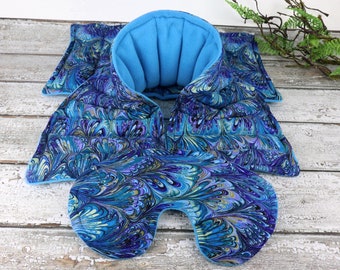 Relaxation Gift Set. Microwave Neck Wrap, Large Heating Pad & Eye Pillow. (Fabric and Set Options Available)