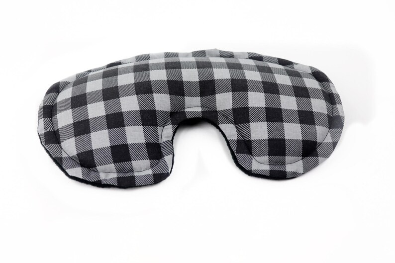 Weighted Eye Pillow filled with Flaxseed & Rice. Microwave Heating Pad or Cool Compress. Self Care, Yoga Eye Pillow, FREE Shipping! 4- Black/Gray Check