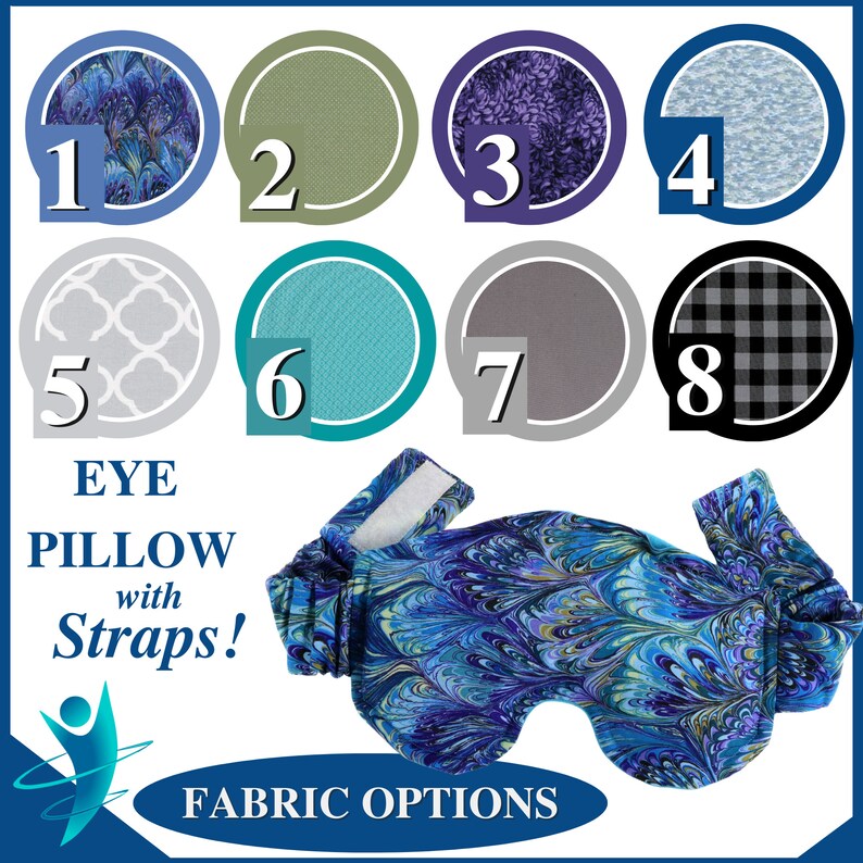 Eye & Sinus Rice Heating Pad or Cool Pack for Relief Great Spa Gift for Her Eye Pillow includes adjustable Straps. image 3