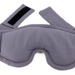 Eye & Sinus Rice Heating Pad or Cool Pack for Relief Great Spa Gift for Her Eye Pillow includes adjustable Straps. 7- Solid Gray