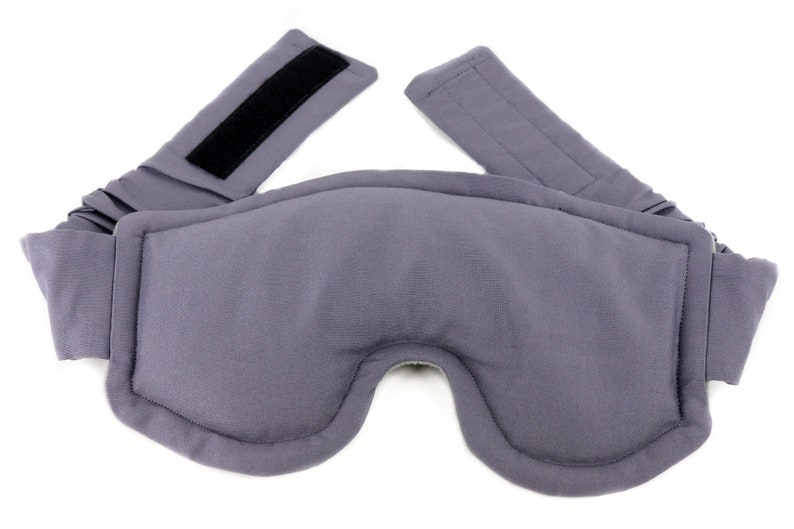 Eye & Sinus Rice Heating Pad or Cool Pack for Relief Great Spa Gift for Her Eye Pillow includes adjustable Straps. 7- Solid Gray