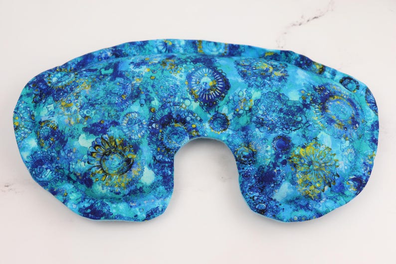 Weighted Eye Pillow filled with Flaxseed & Rice. Microwave Heating Pad or Cool Compress. Self Care, Yoga Eye Pillow, FREE Shipping! 1- Blue Calm