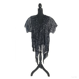 Zodiac Kimono /Sheer Celestial Kimono /Chiffon Kimono Robe /Constellations Stars Space /Open Front with or without Fringe /beach cover up