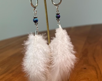 Galaxy Ocean Jasper Feather Earrings | Silver Bohemian Teardrop Dangles