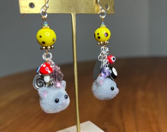 Sterling Silver Mouse Earrings with Swarovski Crystals