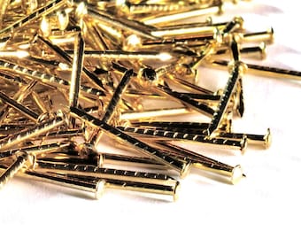 500pcs Various Lengths #17x3/4" - 1-3/8" (1,4 x 18 - 35mm)  Escutcheon Pins Nails, Brass Plated, Golden. Round Head Decorative Nails PH3