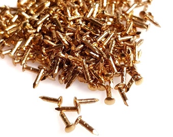 300pcs 5mm, 0.2", 7/32" long 24K Gold Plated, Gold Escutcheon Pins, Tiny Nails,