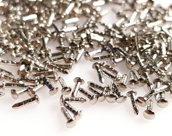 300pcs 5mm, 0.2", 7/32" long Nickel Plated, Silver Escutcheon Pins, Tiny Nails,