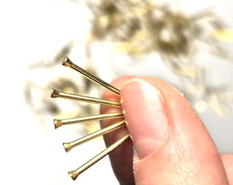 Cone Head Solid Brass Nails 18# × 5/16"-13/16" (1,2 × 8-20mm) Gold Precise, Polished, Decorative pins, Model Making Fasteners - 200pcs PA3