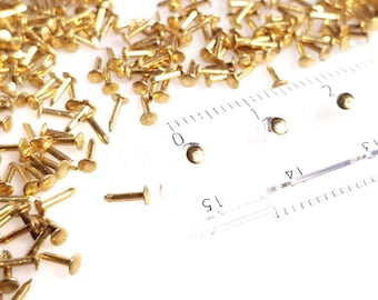 200pcs Tiny Solid Brass Escutcheon Pins #20, 0.9x 5-25mm Tacks Nails Brads. Small, Micro & Precise fasteners. Round head PC2