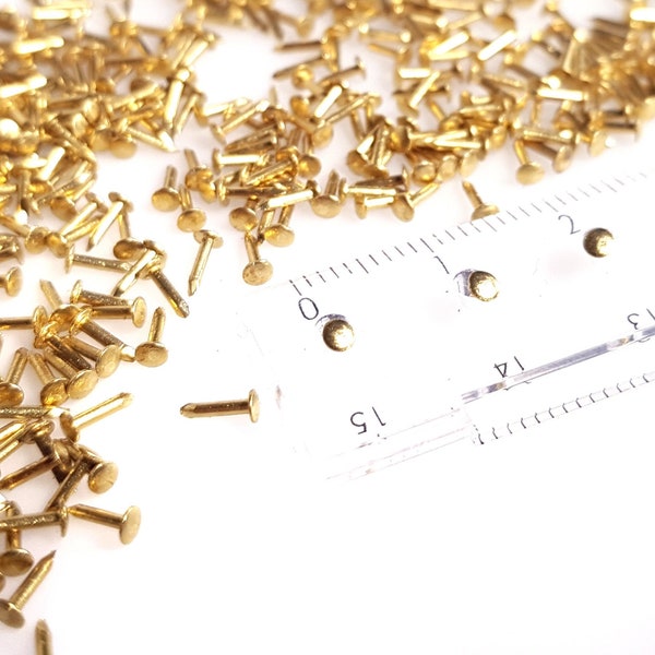 Solid Brass Escutcheon Pins #20, 0.9x 5-25mm Tacks, Nails, Brads. Small, Tiny, Micro, Precise. Round head