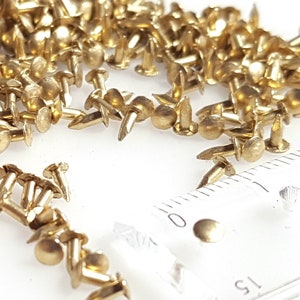 Feine kleine Messingnägel 4-25 mm (3/16 "- 1") Reißnägel, Nieten, Nieten 1.2 mm #19 Durchmesser. Mini kleiner Rundkopf PC4