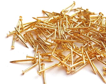 1000pcs #18 x 1" / 1,2x25mm Escutcheon Pins Nails, Brass Plated, Golden. String Art Nails PD