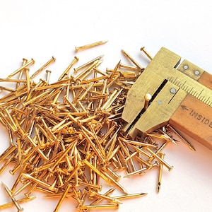 1000pcs #18 x 3/4&quot; / 1,2x20mm Escutcheon Pins Nails, Brass Plated, Golden. String Art Nails