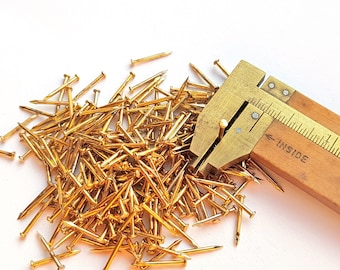 1000pcs #18 x 3/4" / 1,2x20mm Escutcheon Pins Nails, Brass Plated, Golden. String Art Nails