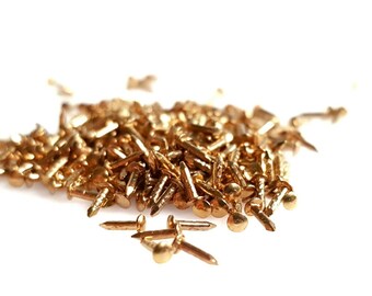 300pcs 5mm, 0.2", 7/32" 24k Gold plated Escutcheon Pins, Gold color Nails