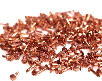 300pcs 5mm, 0.2", 7/32" Copper plated Escutcheon Pins, Pink color Nails, Brads PA45