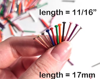 1000pcs Various Colours #18 x 11/16" / 1,2x17mm, Escutcheon Pins Nails. String Art Nails, Precise Round Head, Decorative Polished Pins PD