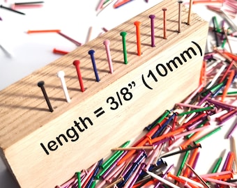 1000pcs Various Colours #18 x 3/8" / 1,2x10mm, Escutcheon Pins Nails. String Art Nails, Precise Round Head, Decorative Polished Pins PD