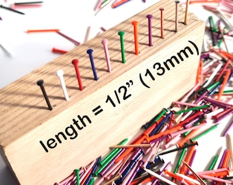 1000pcs Various Colours #18 x 1/2" / 1,2x13mm, Escutcheon Pins Nails. String Art Nails, Polished and Precise Round Head PD