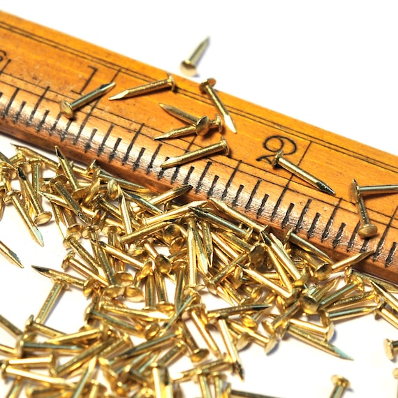 1//4” SOLID BRASS BRADS 25 NAILS small head 18 gauge Escutcheon pins USA made!