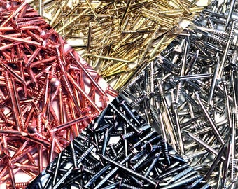 300 piezas de varios colores n.° 19 (fi 1,0) x ~7 mm de largo. Alfileres para arte con hilo, miniaturas, manualidades en madera, joyería, casas de muñecas y clavos pequeños. PA45