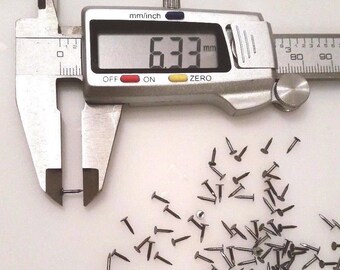 Tacks Nails Pins Rivets steel - 6mm long, 1mm diameter. Extra precise and polished