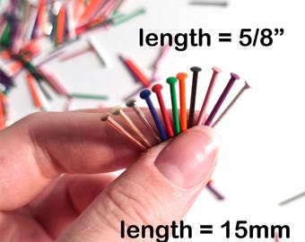 1000pcs Various Colours #18 x 5/8" / 1,2x15mm, Escutcheon Pins Nails. String Art Nails, Precise Round Head, Decorative Polished Pins PD