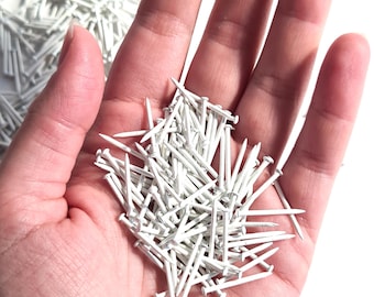 1000pcs WHITE Nails #18 x 1/2"- 3/4" (1,2x13-20mm) Escutcheon Pins, String Art, Decorative White Fasteners, Precise Fastener, Tiny Brads, PD