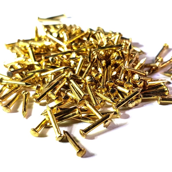 500pcs #17x1/2" 13mm x 1.4mm Escutcheon Pins Nails, Brass Plated, Golden Round Head Decorative Nails