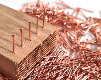 1000pcs Copper Plated, Pink, Rose  #18 (fi 1,2mm) 3/8" - 1" (10 - 25mm long) Escutcheon Pins Nails, Brass Plated, String Art Nails PD