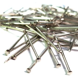 500pcs #17x1&quot; 1,4x25mm Escutcheon Pins Nails, Nickel Plated, Silver. Round Head Decorative Nails
