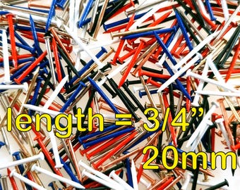 1000pcs Various Colours #18 x 3/4" / 1,2x20mm, Escutcheon Pins Nails. String Art Nails, Precise Round Head, Decorative Polished Pins PD