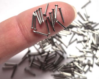 200 microclavos miniatura para casa de muñecas, de acero inoxidable, decorativos, con cabeza redondeada. Longitud de 6 a 25 mm (1/4" a 1"), calibre 20 (0,8 mm) PA1