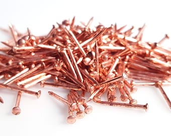 200pcs 13-15mm, 0.6", 5/8" long, Copper Plated, Pink Rose Color Escutcheon Pins, Small Nails