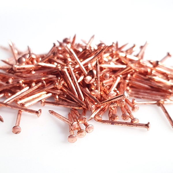 200pcs 13-15mm, 0.6", 5/8" long, Copper Plated, Pink Rose Color Escutcheon Pins, Small Nails