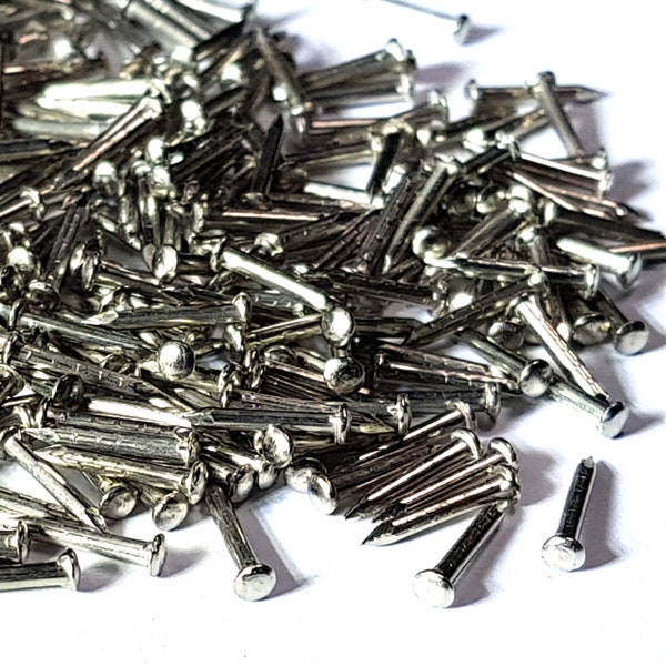 500pcs #17x3/8" 1,4x10mm Escutcheon Pins Nails, Nickel Plated, Silver. Round Head Deco Nails