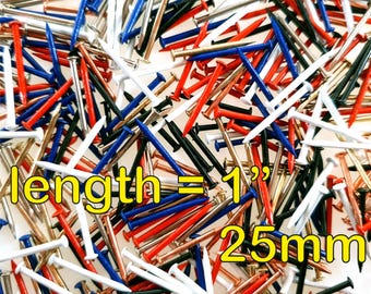 1000pcs Various Colours #18 x 1" / 1,2x25 mm, Escutcheon Pins Nails. String Art Nails, Precise Round Head, Decorative Polished Pins PD