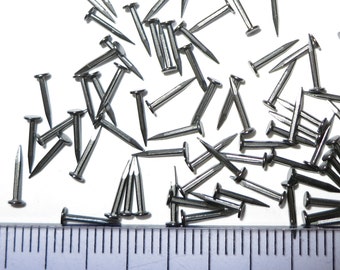 400 Micro Tacks Nails, 19# (fi 1mm) 1/4&quot;- 3/8&quot; (6 - 9mm) long, Tiny Steel Nails, Polished and Precise Round Flat Head, for Shoemaking