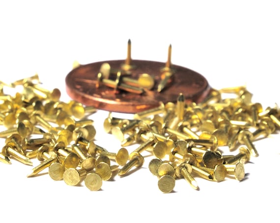 200pcs Brass 8mm*1.2mm Furniture Miniature Nails Round Head for Home DIY