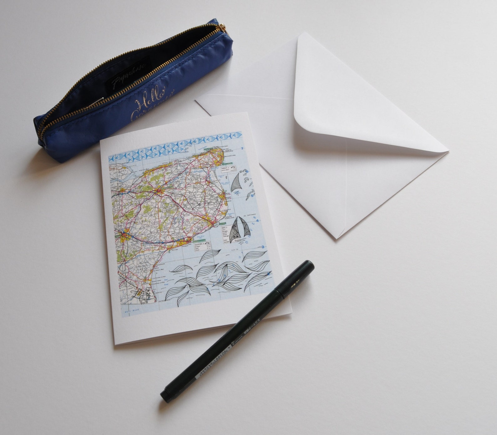 Illustrated Map of Kent Greeting Card UK GB. Blank Card With Etsy