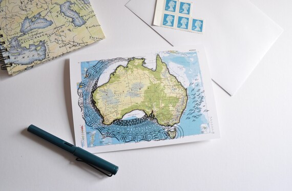 Illustrated Map of Australia Greeting Card or A5 Art Print. - Etsy UK