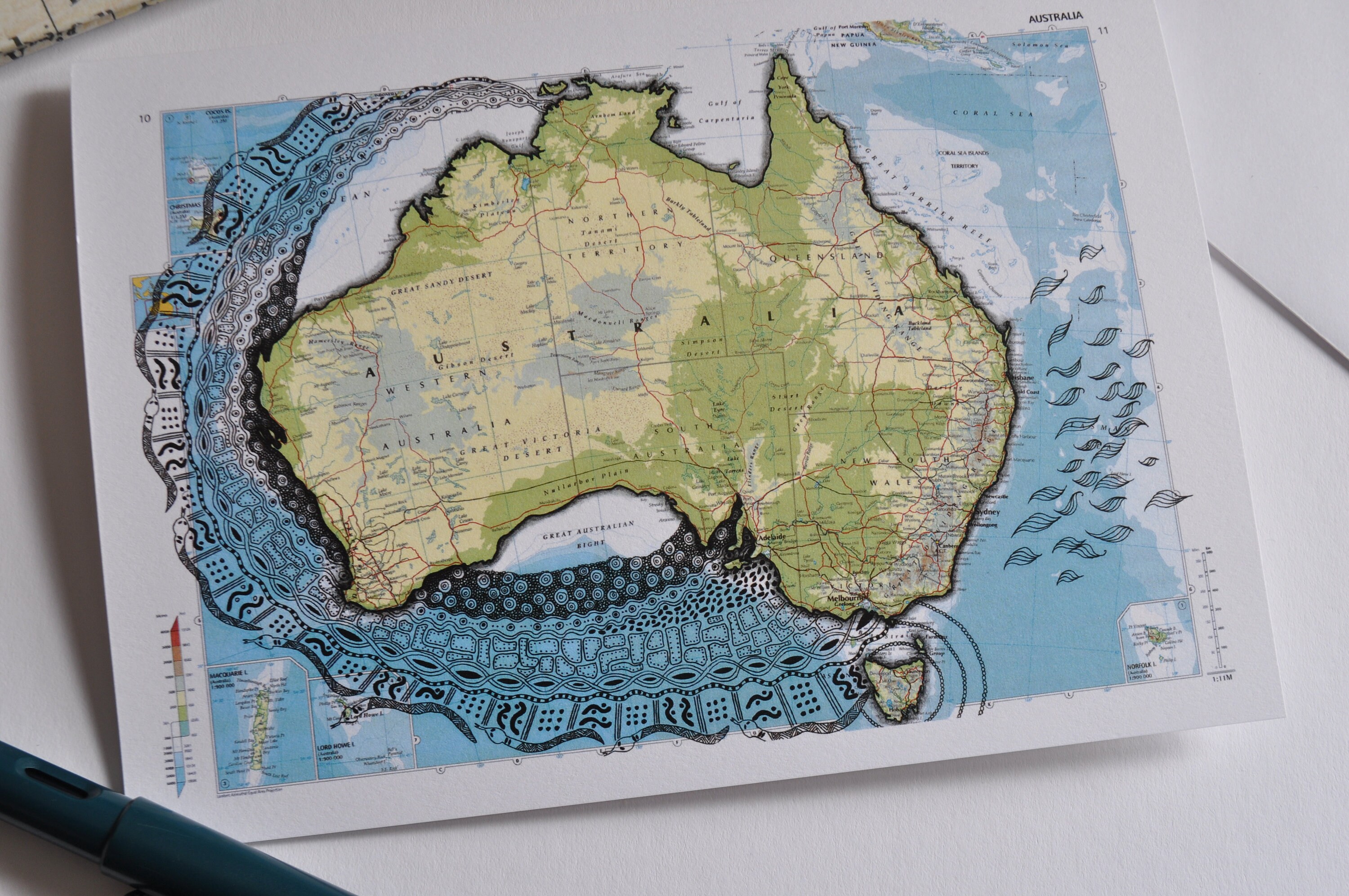 Illustrated map of Australia greeting card or A5 art print. | Etsy