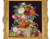 Аntique Splendour - Reconstruction of 19 century embroidery scheme PDF. 1800s wall art. Berlin woolwork pattern only. PDF pattern