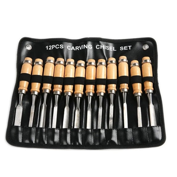 12 PC Carving Chisel Set, Carving Tools, Woodcarving Tool Set