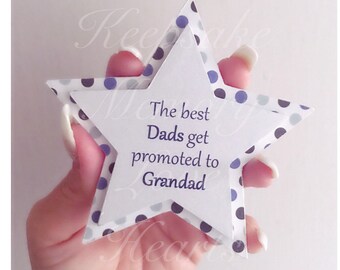 Grandad gift wooden star magnet