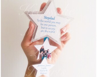 Stepdad gift wooden star magnet