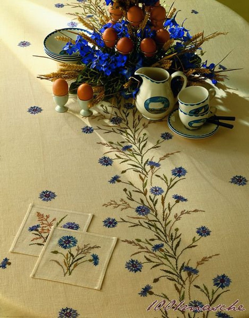 cornflowers Permin tablecloth 130 x 190 cm
