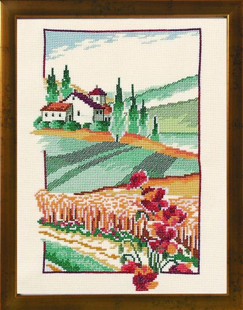 Embroidery image Mediterane landscape